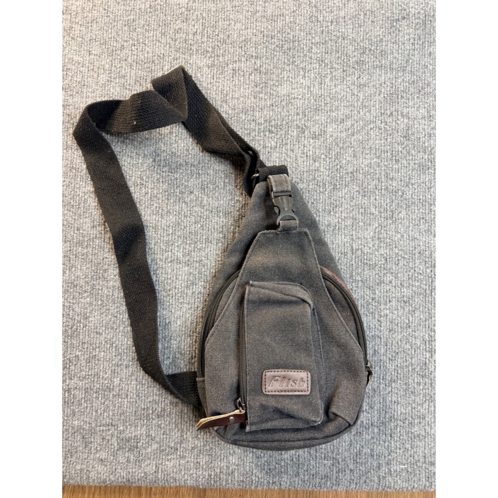 Flish Canvas Sling Bag Crossbody Backpack Black Tactical Hiking Workwear Travel